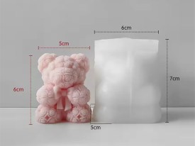 Molde silicona leoncito cubierto de flores con moño